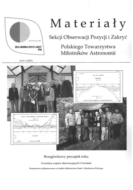 Materiały Sekcji Obserwacji Pozycji I Zakryć Polskiego Towarzystwa Miłośników Astronomii