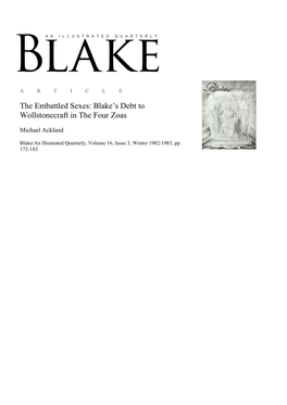 Blake's Debt to Wollstonecraft in the Four Zoas