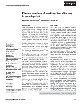 Pityriasis Amiantacea : a Reaction Pattern of the Scalp in Psoriatic Patient