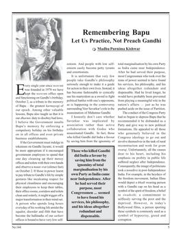 Remembering Bapu Let Us Practice, Not Preach Gandhi  Madhu Purnima Kishwar