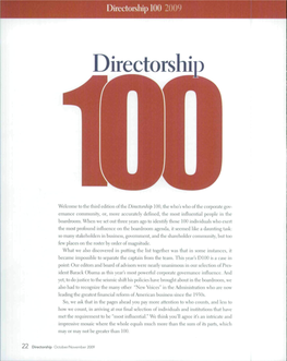 Directorship 100 2009 I •