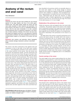 Anatomy of the Rectum and Anal Canal, Surgery (2017), J.Mpsur.2016.12.008 BASIC SCIENCE