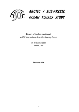 Arctic / Sub-Arctic Ocean Fluxes Study