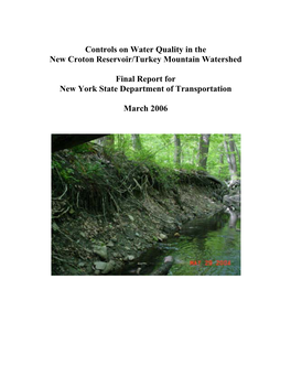 Controls on Water Quality in the New Croton Reservoir/Turkey Mountain Watershed
