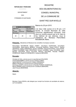 Registre Des Deliberations Du Conseil Municipal De La Commune De Saint