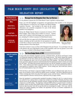 Palm Beach County 2015 Legislative Delegation Report