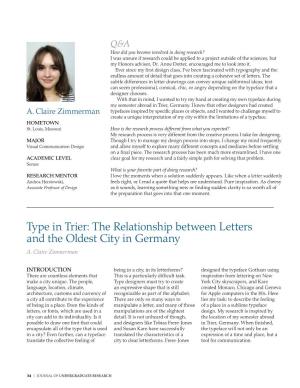 Type in Trier: the Relationship Between Letters and the Oldest City in Germany A