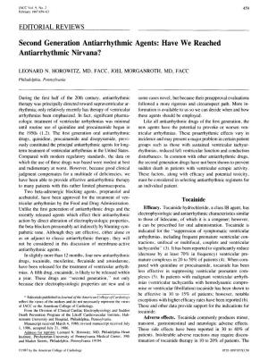 Second Generation Antiarrhythmic Agents: Have We Reached Antiarrhythmic Nirvana?
