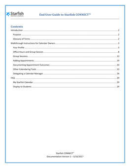 End User Guide to Starfish CONNECT™ Contents