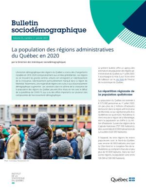 La Population Des Régions Administratives Du Québec En 2020