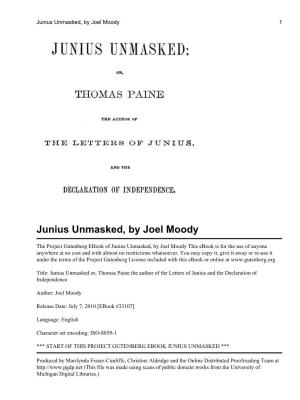 Junius Unmasked, by Joel Moody 1