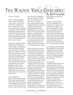THE WALTON VIOLA CONCERTO: a SYNTHESIS by James F