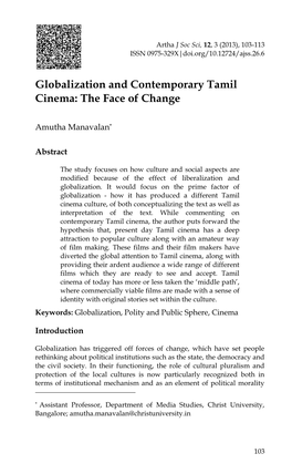 Globalization and Contemporary Tamil Cinema: the Face of Change