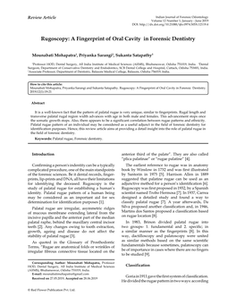 Rugoscopy: a Fingerprint of Oral Cavity in Forensic Dentistry