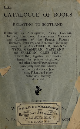 Catalogue of Books Relating to Scotland