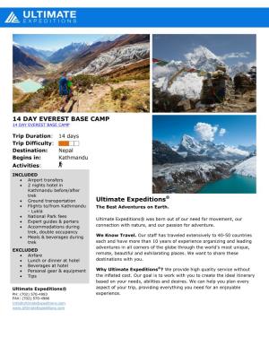14 DAY EVEREST BASE CAMP Ultimate Expeditions®