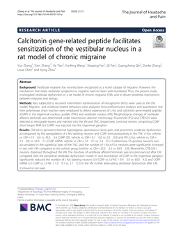 Calcitonin Gene-Related Peptide Facilitates Sensitization of The
