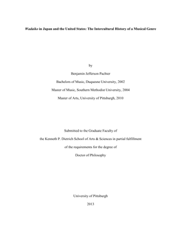 Wadaiko in Japan and the United States: the Intercultural History of a Musical Genre