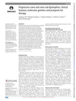 Progressive Cone and Cone-Rod Dystrophies