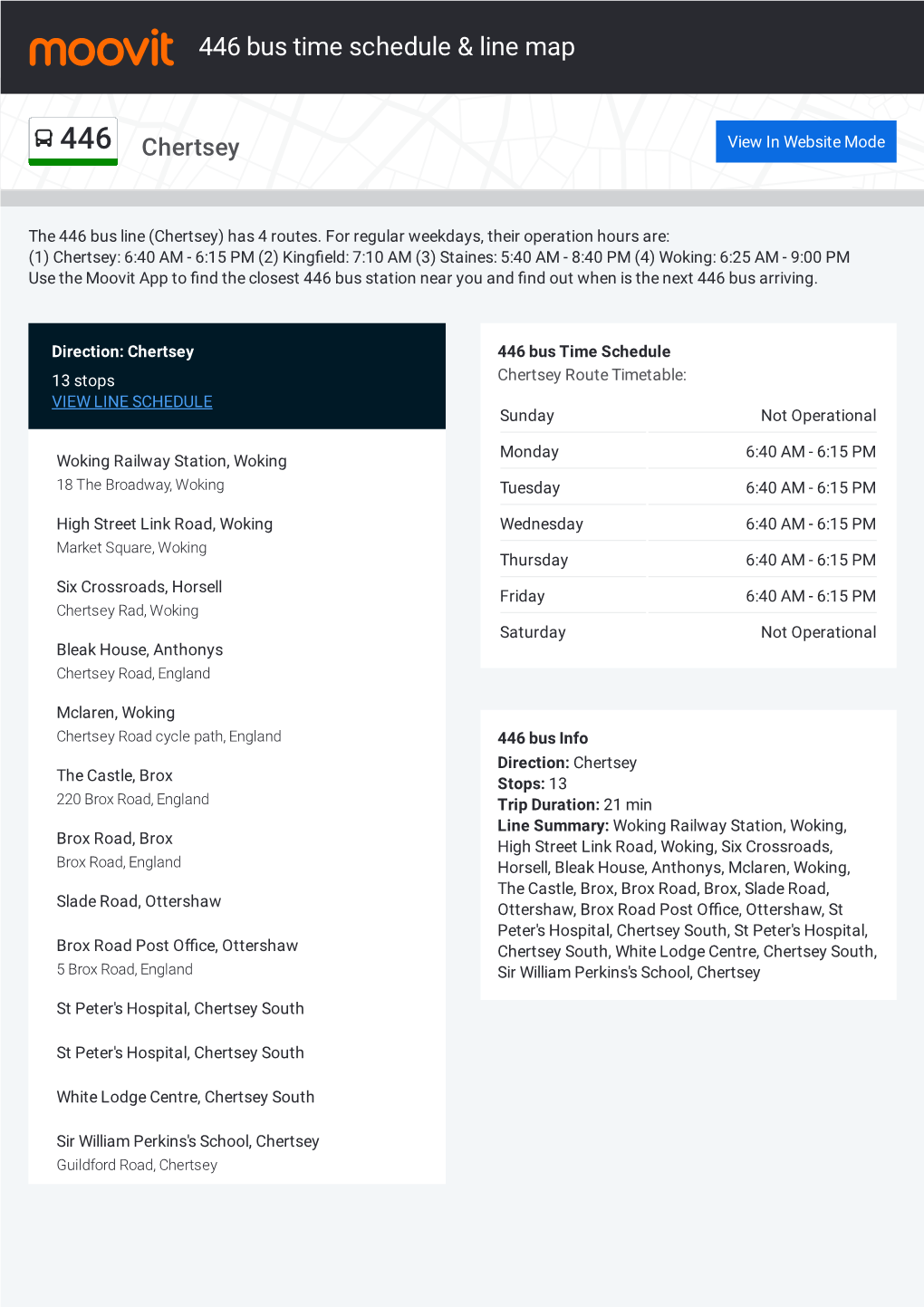 446 Bus Time Schedule & Line Route