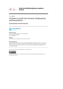 South Asia Multidisciplinary Academic Journal, 12