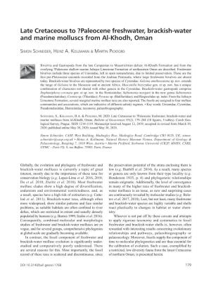 Paleocene Freshwater, Brackish-Water and Marine Molluscs from Al-Khodh, Oman