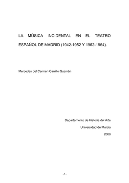 La Música Incidental En El Teatro Español De Madrid (1942-1952 Y