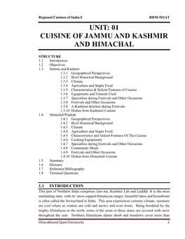 01 Cuisine of Jammu and Kashmir and Himachal