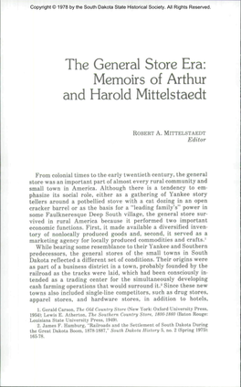The General Store Era: Memoirs of Arthur and Harold Mittelstaedt