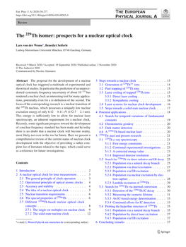 The Th Isomer: Prospects for a Nuclear Optical Clock