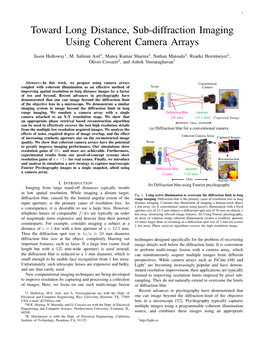 Toward Long Distance, Sub-Diffraction Imaging Using Coherent Camera Arrays
