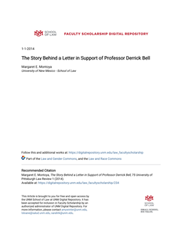 The Story Behind a Letter in Support of Professor Derrick Bell