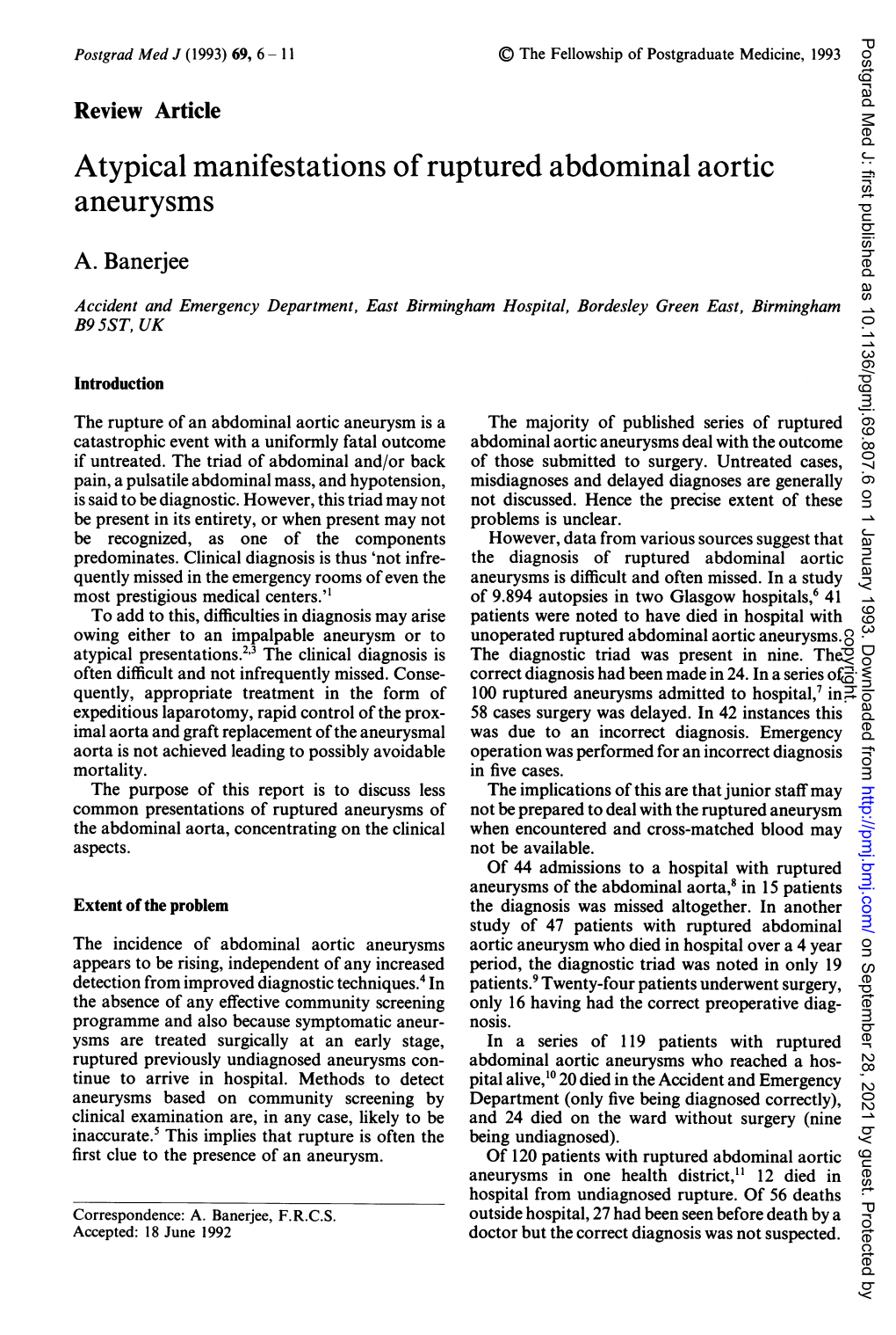 Atypical Manifestations of Ruptured Abdominal Aortic Aneurysms