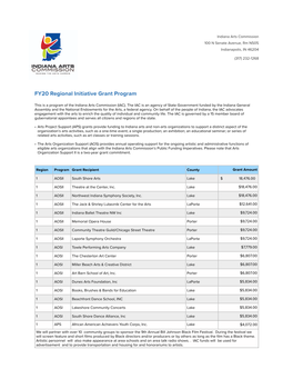 FY20 Regional Initiative Grant Program