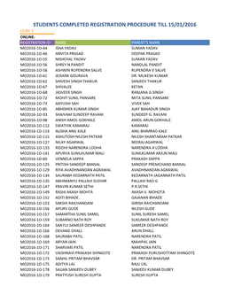 Students Completed Registration Procedure