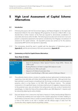 5 High Level Assessment of Capital Scheme Alternatives