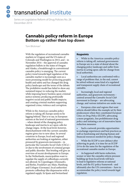 Cannabis Policy Reform in Europe Bottom up Rather Than Top Down