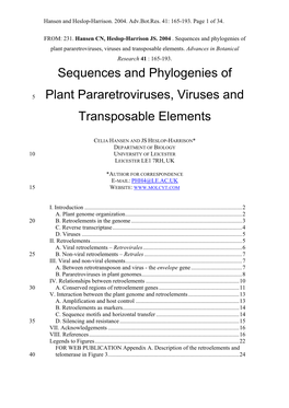 Sequences and Phylogenies of Plant Pararetroviruses, Viruses and Transposable Elements