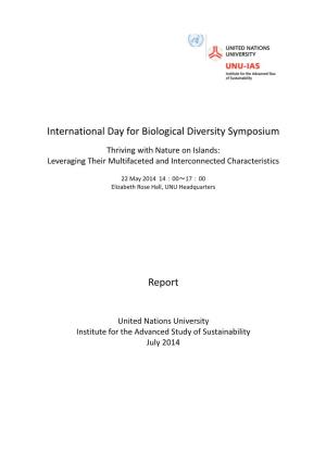 International Day for Biological Diversity Symposium Report
