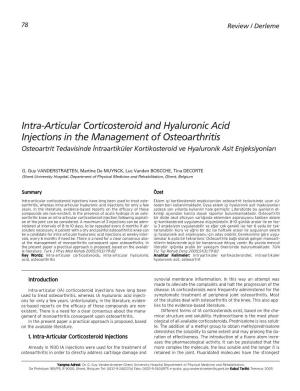 Intra-Articular Corticosteroid and Hyaluronic Acid Injections in the Management of Osteoarthritis