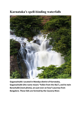 Karnataka's Spell-Binding Waterfalls