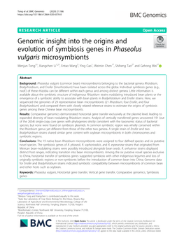 Genomic Insight Into the Origins and Evolution of Symbiosis Genes In