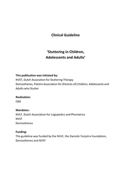 Clinical Guideline 'Stuttering in Children, Adolescents and Adults'