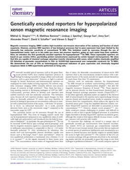 Genetically Encoded Reporters for Hyperpolarized Xenon Magnetic Resonance Imaging Mikhail G