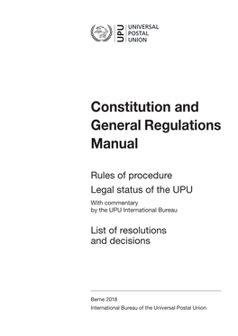 Constitution and General Regulations Manual