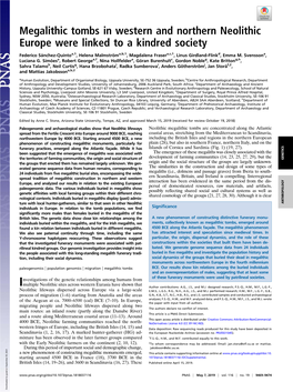 Megalithic Tombs in Western and Northern Neolithic Europe Were Linked to a Kindred Society