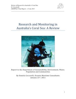Research and Monitoring in Australia's Coral Sea: a Review