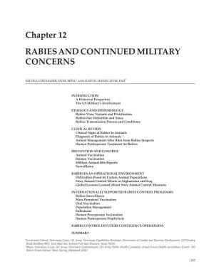 Chapter 12 RABIES and CONTINUED MILITARY CONCERNS