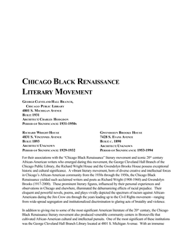 "Black Renaissance" Literary Movement