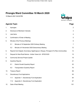 Pirongia Ward Committee 10 March 2020 - Agenda